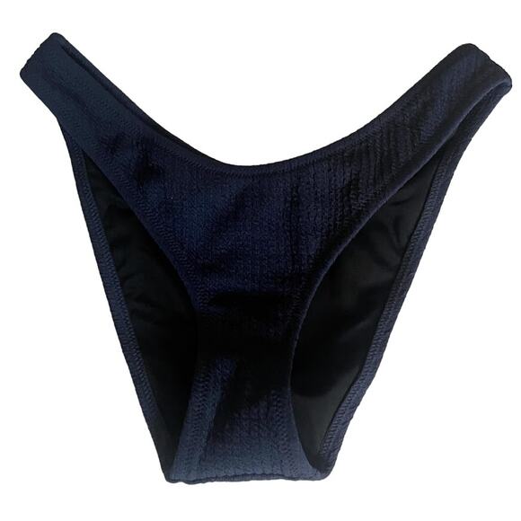 J Crew Steel Blue Textured Curved-Waist Cheeky Bikini Bottom Size XS NWT - Picture 1 of 5